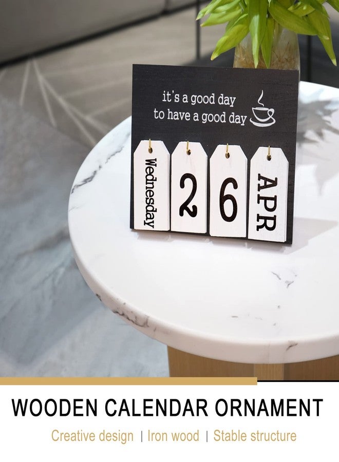 Notakia Perpetual Flip Calendar Wooden Desk Calendar - Vintage Date Blocks for Desk, with Month & Day Display, Wooden Block Calendar for Home Office Accessories (Flip Black) - Image 4